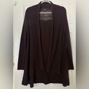 Eileen Fisher Dark Brown Ribbed wool cardigan size large